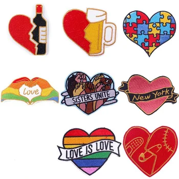 30pcs/Veľa Luxusné Rainbow Láska Výšivky Patch List Víno Pohár Klobúk Tričko Taška Oblečenie, Dekorácie Príslušenstvo Plavidlá Diy Nášivka