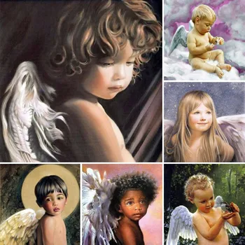 Anjeli Krídla, Baby, Deti, Umenie Maľba Diamond Výšivky Súpravy Portrét Cross Stitch Obrázok Farby s korálkami Mozaiky Domova