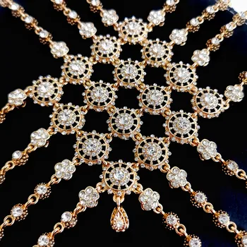 Arabský svadobné nevesty veľké veľkosti Vlasy reťazca Headdress Alžírskej vintage kovové vlasy, šperky, Luxusné šperky, zirkón
