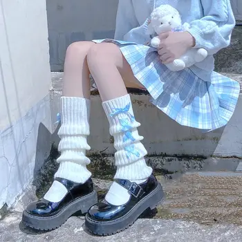 Japonský jk luk obväz ponožky leg warmers jeseň a v zime leg warmers roztomilé sladké lolita cosplay ženy pletené nohy kryt
