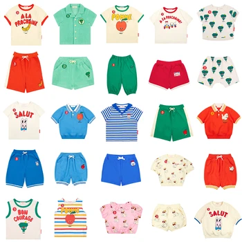 Letné kórejský Bebe Chlapec Dievča Oblečenie Nastaviť Deti Cartoon T Shirt Deti Roztomilý Topy A Šortky Vyhovovali Novorodenca Bavlna Detské Oblečenie 1-9Y