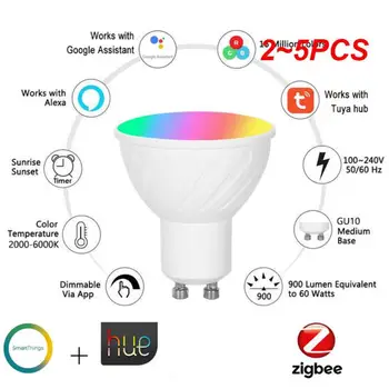 1-GU10 Zigbee 3.0 Smart LED Lampa Pozornosti Žiarovku 5W RGBCW Ľahká Práca S Inteligentného Života Alexa Domov Asistent