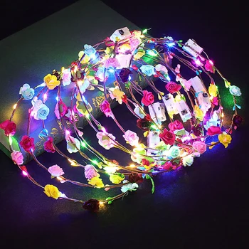 1 ks Svietiť hlavový most LED Svetlo, Hairband LED Svetlo, Až Kvety, Veniec Headdress Svetelný Čelenky Svietiť, Party Doplnky do Vlasov