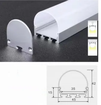 1 m/ks 45x42mm 3 strán emitujúcich nezávislá eloxovaný držiak led pásy svetla hliníkový profil s mliečnou kryt a príslušenstvo