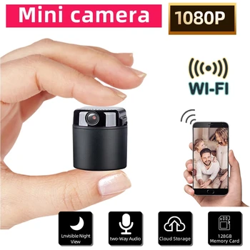 1080P Mini Kamera Wifi Bezdrôtové pripojenie Batérie Prevádzkované Malé Vačky 355 Stupeň Horizontálnej Rotácie Bezpečnostný Systém