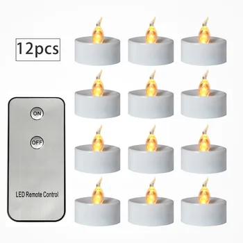 12 Pack Flameless Pohybujúce sa Knôt Sviečky s Diaľkovým ovládaním Elektronický LED Sviečka s Batériou pre Svadobné Domov Vianoce Dekoroch