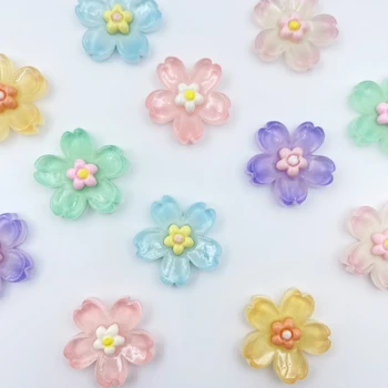12pcs živice 22 mm farba kawaii žiarivý kvet ploché späť figúrka nášivky oblečenie DIY zápisník luk príslušenstvo remeslá