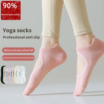 1Pair Ženy Pilates Ponožky Backless Anti-Slip Priedušná Jogy Ponožky Členok Dámy Balet Tanec Športové Ponožky Pre Fitness Gym