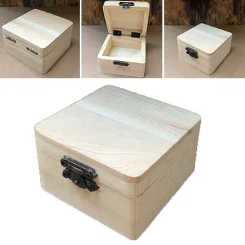 1pc 8*8*4.5 cm Drevené Úložný Box Obyčajný Prírodné Drevené obaly Box Úložný Box Darčeka Pre Všeobecné Obale Výrobku