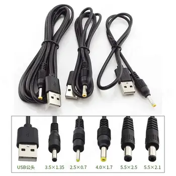 1Pcs USB Samec konektor pre DC 2.5 3.5 1.35 4.0 1.7 2.1 5.5 2,5 mm Napájanie Konektor Jack typ predlžovací kábel konektor káble M20