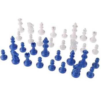 1Set 32Pcs Šach Plastové Ps Materiálu, Modrej A Bielej Stredoveké Šachovej Hry Pre Dospelých Cestovné Šachy Kusov Hry Deti Hračky