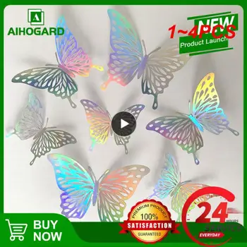 1~4PCS Nálepka, 3D Efekt Krištáľovo Motýle Stenu, Nálepky Krásny Motýľ pre Deti Izba Stenu Odtlačkový Domov