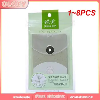 1~8PCS Pack Oil Control Papier Tváre Absorpčné Prenosné Zelený Čaj/Rose make-up Remover Tkaniva Olej Pleť, Tvár, Čistiť Blotting Papier