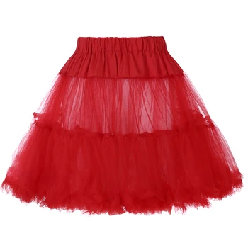 2021 Black Red White Ženy Tutu Sukne, Mini Tylu Sieťovina Krinolína Rockabilly Spodnička Underskirt Sklzu Vintage Sukne