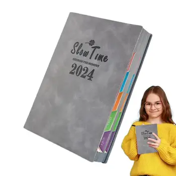 2024 Plánovač A Notebook Vymenovanie Kniha Notebook Kalendár Týždenný Program Organizátor A5 Notebook Denný Plánovač, Kožený Kryt