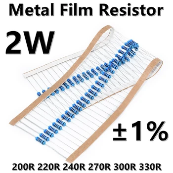 (20pcs) 2W Kovové Film Rezistor 1% päť farebných krúžok presnosť odpor 200R 220R 240R 270R 300R 330R