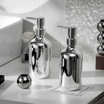 300 ml-500 ml Pokovovanie Silver Mydlo Sanitizer Fľaša Naplniteľné Šampón, Sprchový Gél Mydla pre Kúpeľne, Kuchynské Príslušenstvo