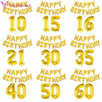 32inch Zlato Číslo Fóliové Balóny Happy Birthday Party Dekorácie Deti Dospelé Dievča Chlapca 10 11 14 15 18 25 30 35 40 50 60 ročný