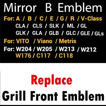 3D Zrkadlo Logo Gril Predné Znak pre W212 W213 W204 W176 W246 W177 ML W166 W205 CLA C117 A B C E G GLC GLE Auto Príslušenstvo