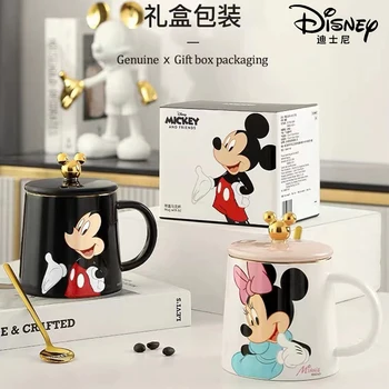 400 ml Disney Anime Mickey Mouse, Minnie Cartoon Veľkú Kapacitu Hrnček Raňajky Pohár Keramický Hrnček Kávy S Vekom Lyžice Vody, Šálka
