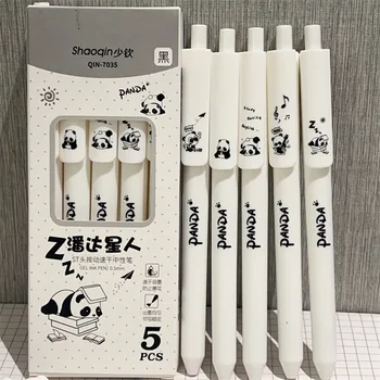 5 ks Kawaii Perá Čierny Atrament Panda Gélové Pero Sada Rýchlo sa odparujúci Školy Grafické efekty Dodávky Roztomilý Guľôčkové Pero