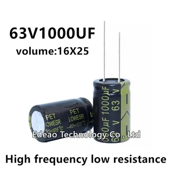 5 ks/veľa 63V 1000UF 63V1000UF 1000UF63V objem: 16X25 16*25 mm-Vysoká frekvencia nízky odpor hliníkové elektrolytický kondenzátor