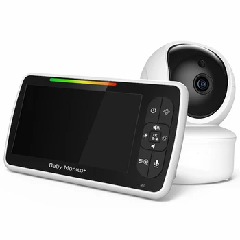 5 Palcový Uspávanky Video Baby Monitor S Kamerou A Audio Diaľkové Pan-Tilt-Zoom 2-Way Audio Snímač Teploty EÚ Plug