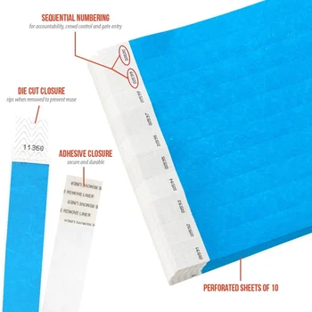 500 Ks Papierové Náramky Neon Prípade, Náramky Farebné Náramky Nepremokavého Papiera Klub Rameno Pásma (Modrá)