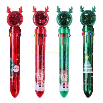 5Pieces Zdvíhateľnej Multicolor Pero Vianočné Guľôčkové Pero pre Študentov Calss Odmenu Vianočný Večierok Prospech D0UA