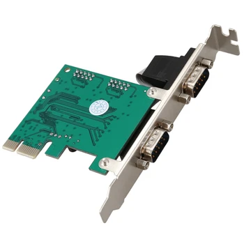 5X PCI-E slot karty PCI Express Dual Sériové DB9 2 Porty RS232 Kontrolér Karty Adaptéra Zelená