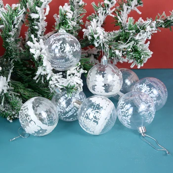 6pcs 6typ Transparentné Snehu Vianočné Gule Vianočný Strom Dekorácie Jasné Baubles Visí Ozdoby Navidad Vianoce, Nový Rok Darčeky