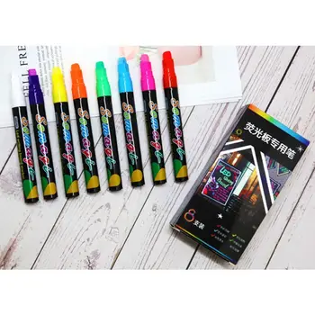 8 Zvýrazňovač Farby Fluorescenčné Kvapaliny Kriedové Značky Neon Pero Pre LED Písanie Rada Tabuľa, Maľba na Skle Office Dodanie