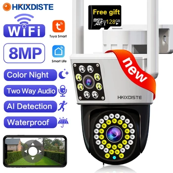 8MP Tuya WiFi Fotoaparát s dvomi Displejmi obojsmerné Audio Baby Monitor 4MP 4K Vonkajšie PTZ IP Kamier CCTV Home Security