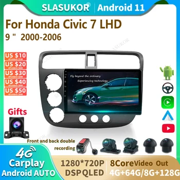 9 Palcová Súprava Na Honda Civic 7 LHD 2000-2006 Android autorádia Multimediálne Video Prehrávač Car Audio Stereo Prehrávač, Navigácia