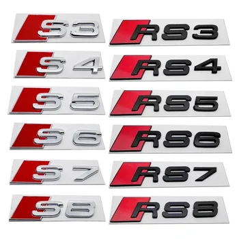 ABS Auto Nálepky pre Audi Sline RS3 RS4 RS5 RS6 RS8 Logo S3 S4 S5 S6 S8 SQ3 SQ7 A3 A5 A8 Zadný Kufor Chvost Znak, Odznak Príslušenstvo