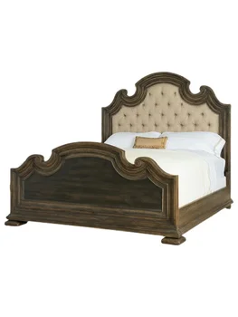 Americký štýl posteľ, svetlo luxusné dub, francúzsky štýl vidieckeho retro spálňa, pevné drevené dvojité svadobné posteľ