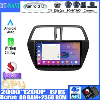 Android 13 Carplay Auto autorádia Pre Suzuki SX4 S-Cross 2014-2017 Navigácie GPS Stereo Video Prehrávač Multimediálnych 360 Fotoaparát QLED