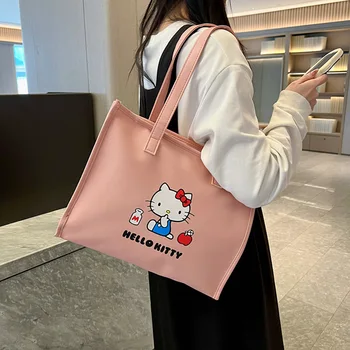 Anime Hello Kitty Sanrio PU Kožené Kabelky Kawaii Moje Melódie Veľkú Kapacitu Študent Všestranný Dámy Tote Bag Darček pre Dievčatá
