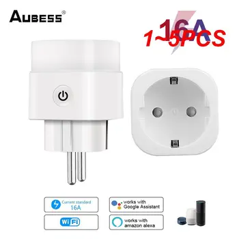 AUBESS 16A EÚ Plug WIFI Bezdrôtové Diaľkové Zásuvky Inteligentný Časovač Plug Ovládanie Hlasom Domov ohňovzdorná PC Smart Power Socket