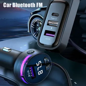 Auto Bluetooth 5.3 FM Vysielač Bezdrôtového Audio Prijímač Auto MP3 Prehrávač 66W PD Rýchlo Nabíjačka Okolitého Svetla Muti-bod Nabíjačky
