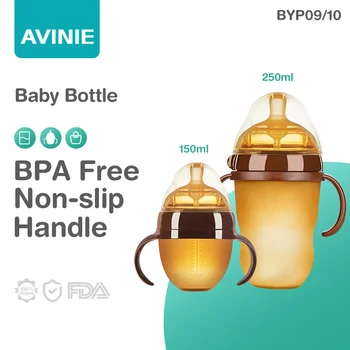 AVINIE Silikónové Nano Baby Bottle dojčenských Fliaš s držiakom pre Dieťa Mrkvovú Anti-Dusenie Bradavky Fľašu pre Dieťa 150 ML/250 ML