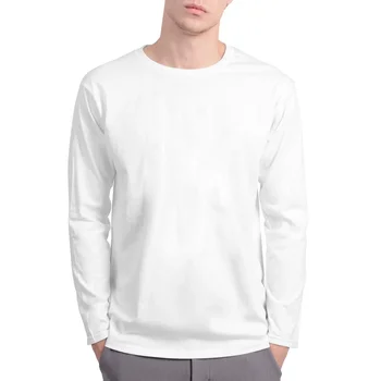 B1107 Úplne Nový 100% Bavlna pánske s Dlhým Rukávom (T-Shirts) Čistá Farba Mužov T shirt O-Krku Muž T-Shirt Top Tees Oblečenie Pre Mužov
