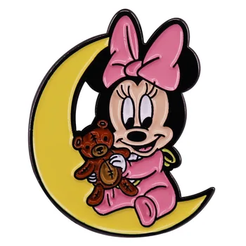 B2131 Mickey Minnie Mouse Preklopke Kolíky pre Batohy Smalt Pin Brošňa pre Ženy Odznaky Cartoon Šperky, Oblečenie, Doplnky