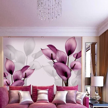 beibehang abstraktných de parede Jednoduchý 3D stereoskopické veľké nástenné teplé fialové kvety zdobia stenu, papierové tapety pozadia