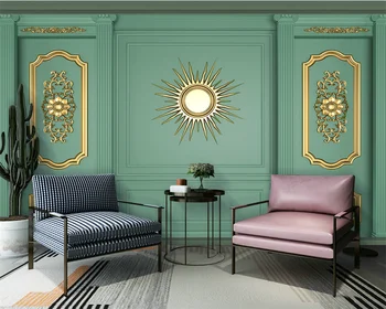 beibehang Prispôsobené moderné zlaté troch-dimenzionální abstraktných de porovnanie zelená modernej obývacej izby, spálne, pozadie, wallpaper