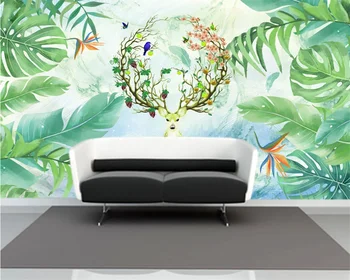 beibehang Vlastné 2020 Čerstvé rastliny fantasy elk, tv joj, dekorácie, maliarstvo, stereo tapety na stenu papiere domova