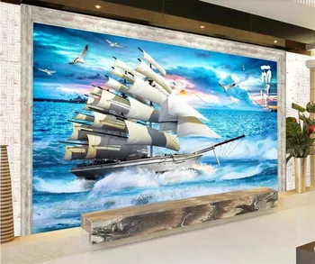beibehang Vlastnú tapetu 3d veľké nástenné maľby plachtenie veterno more plavby krajiny abstraktných de parede papier pozadí steny 3D maľby