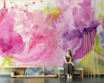 beibehang Vlastný papier peint Nordic ručne maľované abstraktné maľby kvetov akvarel obývacia izba TV tapetu pozadia