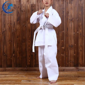 Biela Karate Jednotné s Pásom Ľahký Elastický Pás & Šnúrkou pre Deti, Študentov Priedušná Školenia Oblek Šport
