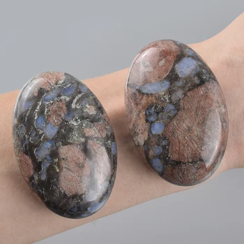 Big Blue Dot Čakra Palm kameň Veľký Masáž Hot Stone Prírodné liečebné KÚPELE Reiki Crystal Krásy Zdravotnej Starostlivosti Energie Kameň Terapia